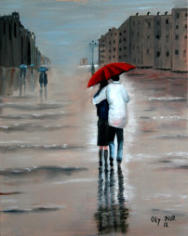 Passeggiando sotto la pioggia - Olio su tela - 40x50 - 2012