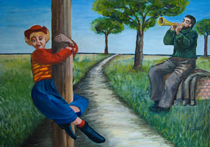 La strada (Omaggio a Federico Fellini) - olio su tela - 70x50