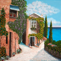 “Villaggio sul Mar Nero” Acrilico su tela - 60x60